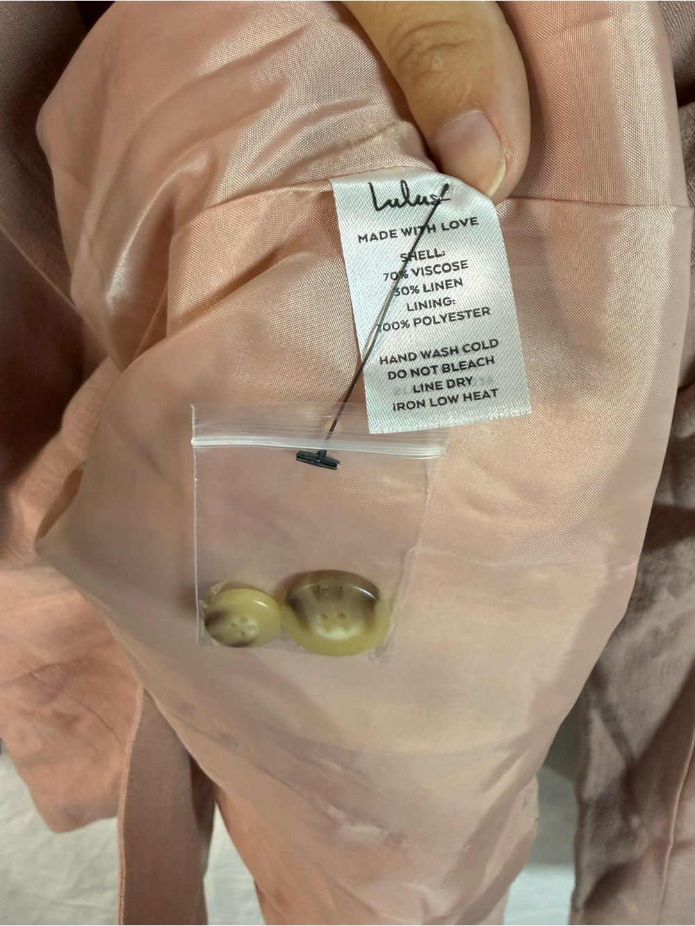 Lulus Blush Pink‎ Linen Blend Blazer Jacket Women’s Size M NWT - Picture 5 of 6